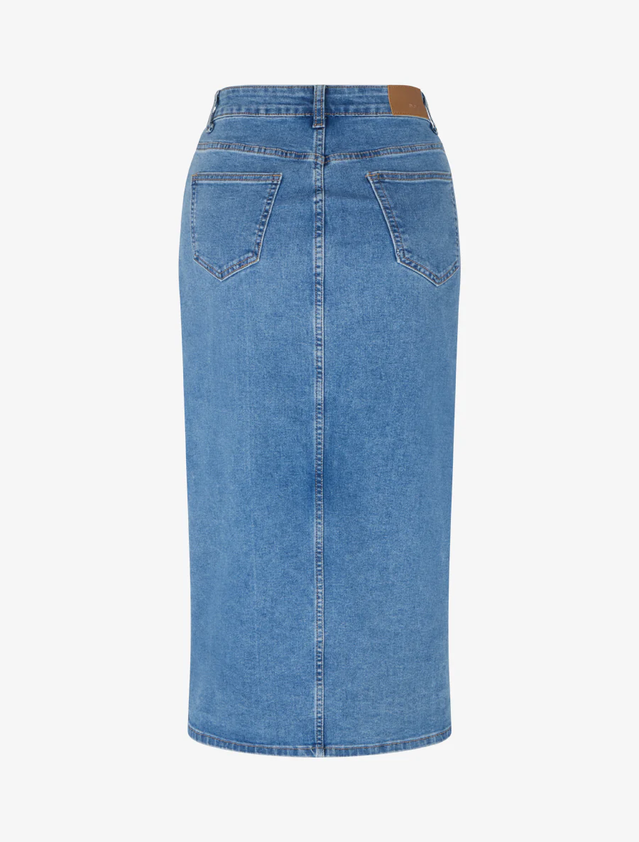 Jeansrok met split aan de voorkant - Blauw - Image 2