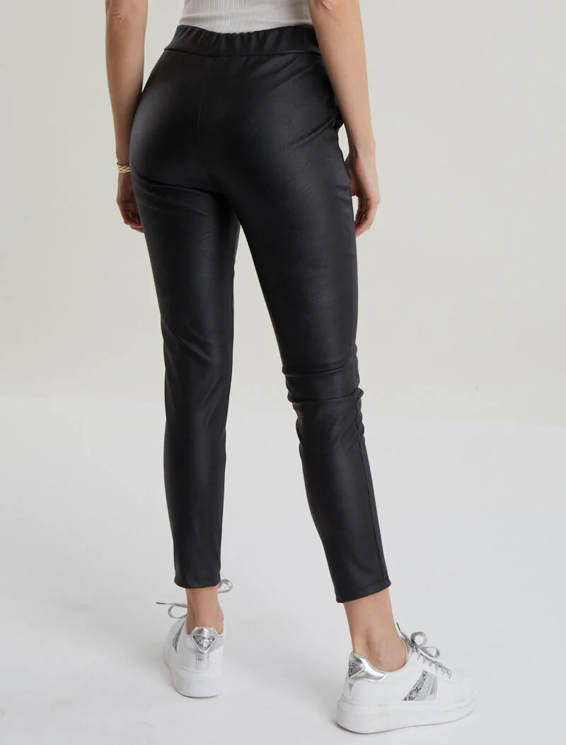 Joggingbroek in imitatieleer - Zwart - Image 2