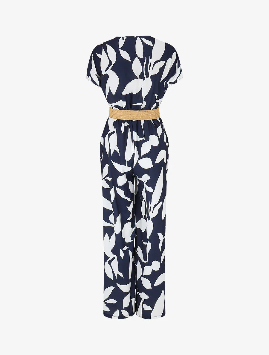 Jumpsuit met grafische print en korte mouwen - Donkerblauw - Image 2