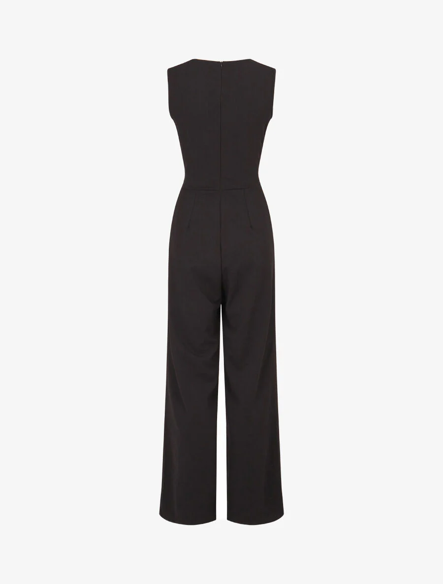 Jumpsuit met iriserende streep - zwart - Image 2
