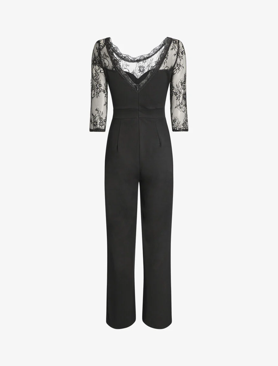 Jumpsuit met kanten mouwen - Zwart - Image 2