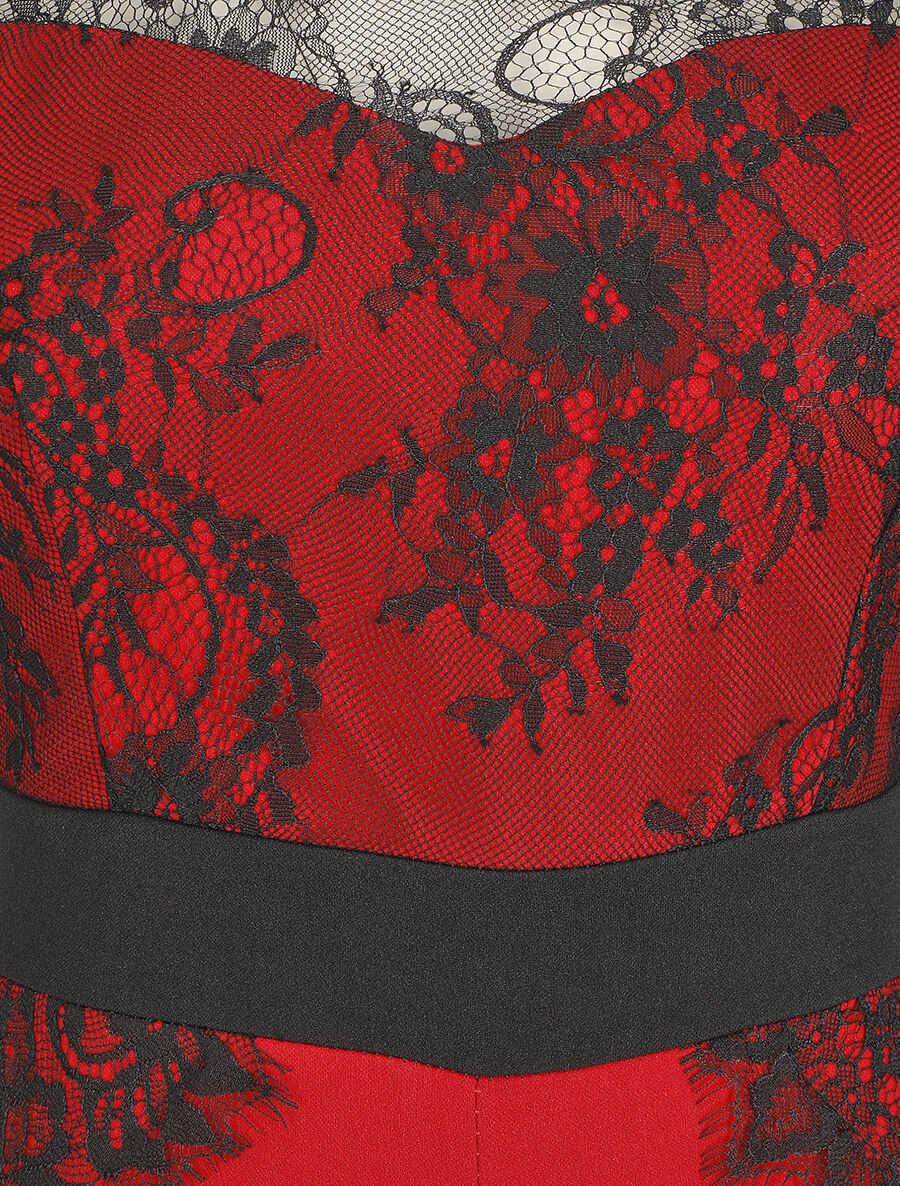 Jumpsuit met kanten mouwen - bordeaux - Image 3