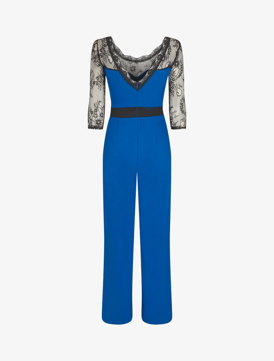 Jumpsuit met kanten mouwen - Koningsblauw - Image 2