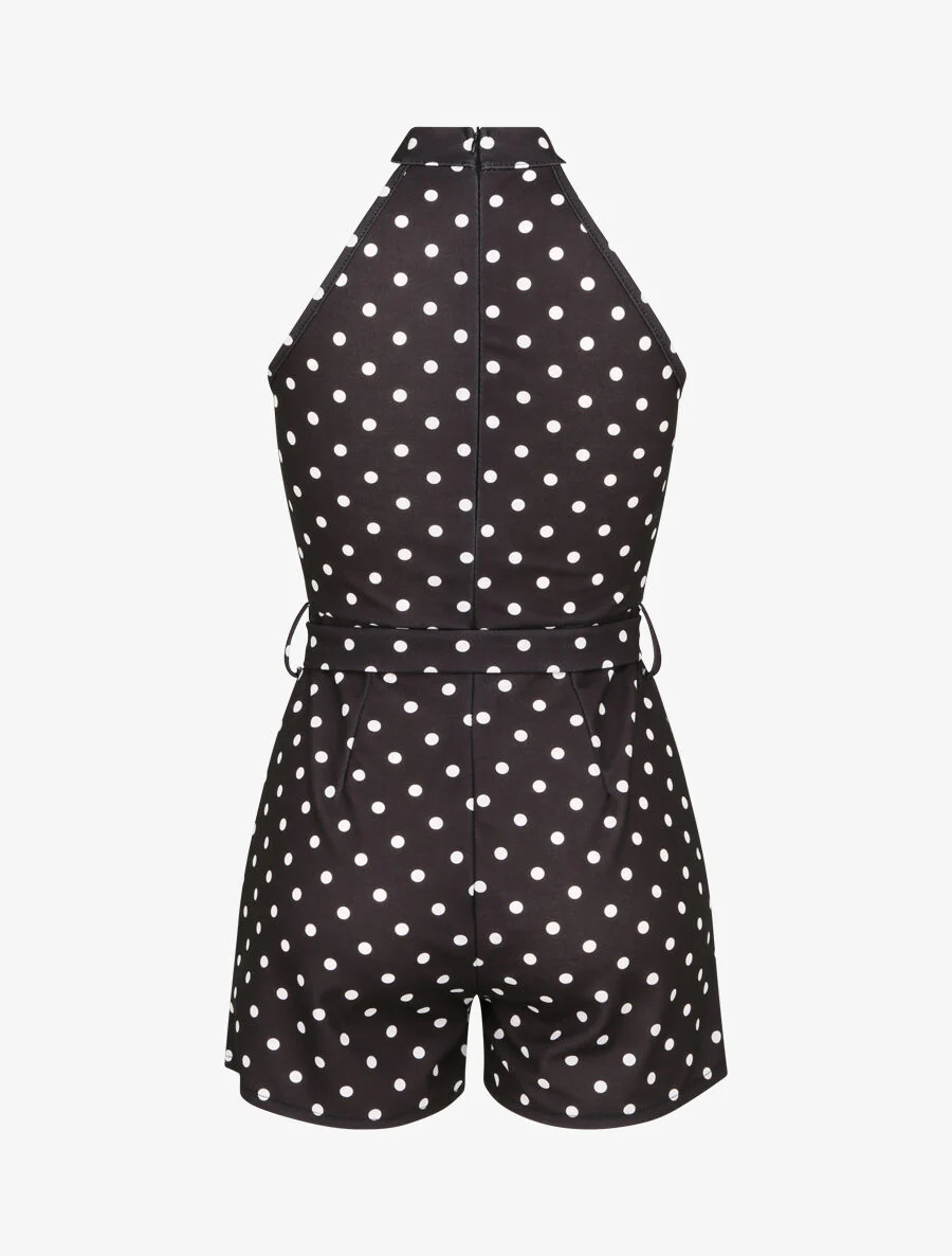 Aansluitende playsuit met stippen - Zwart - Image 2