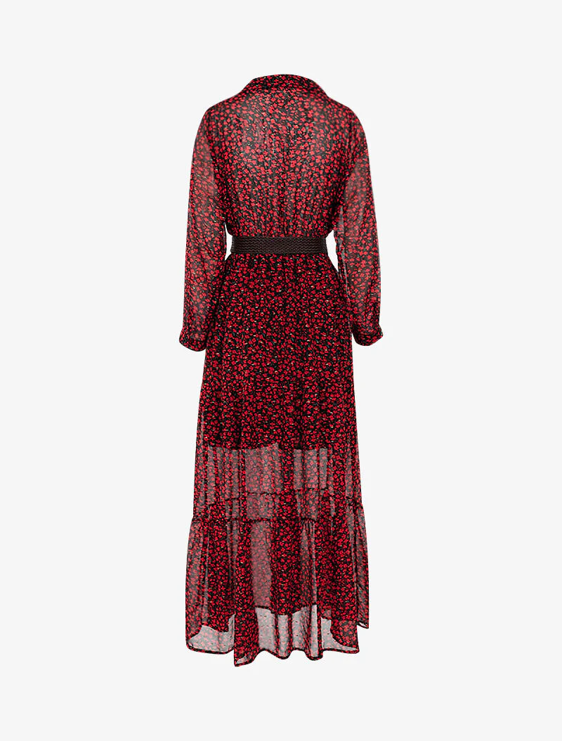 Boho jurk met klaprozenprint - rood - Image 2