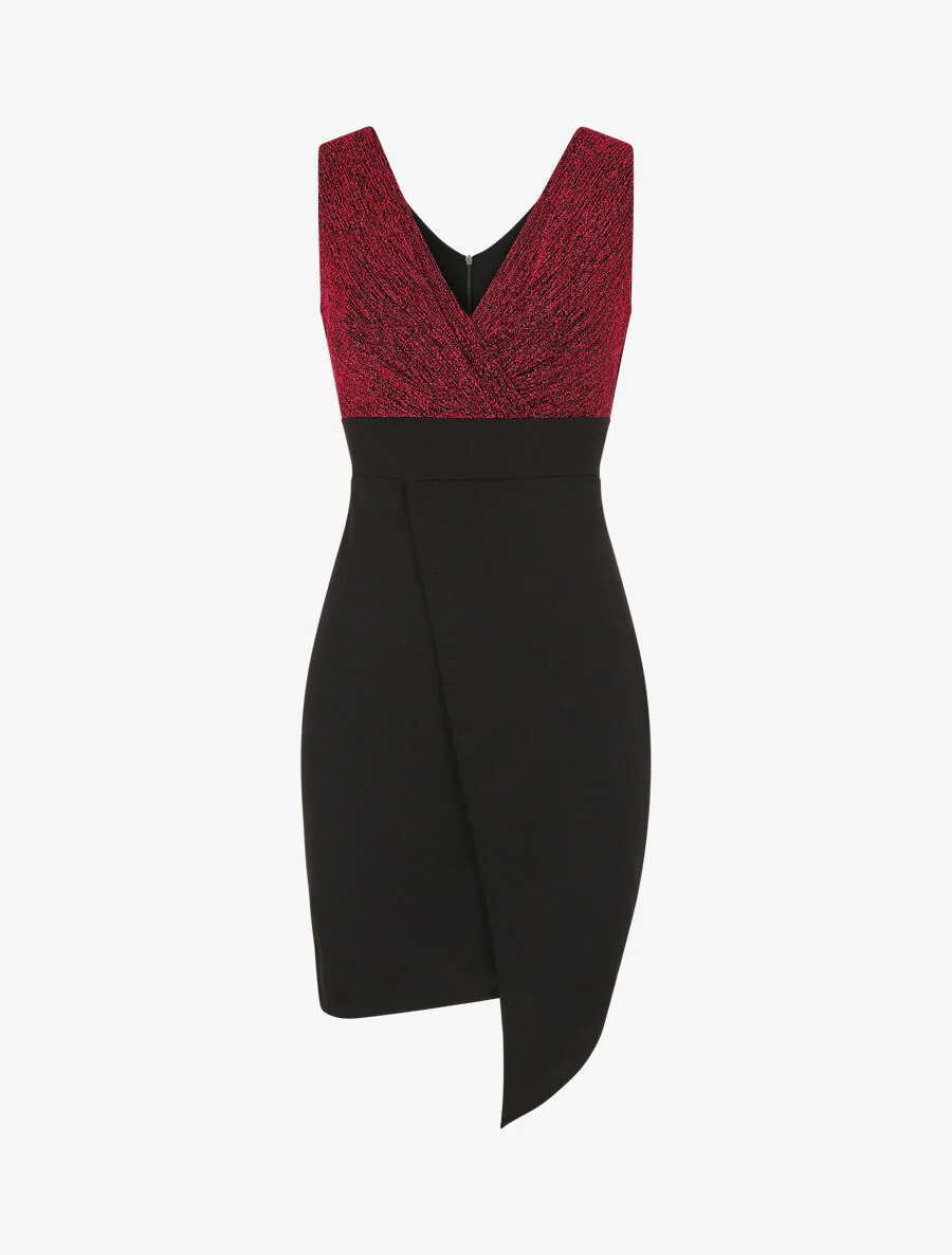 Jurk in wikkelstijl met pailetten - Rood