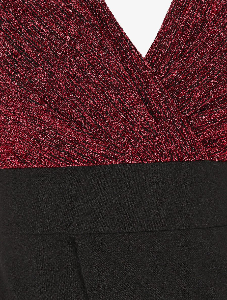 Jurk in wikkelstijl met pailetten - Rood - Image 3