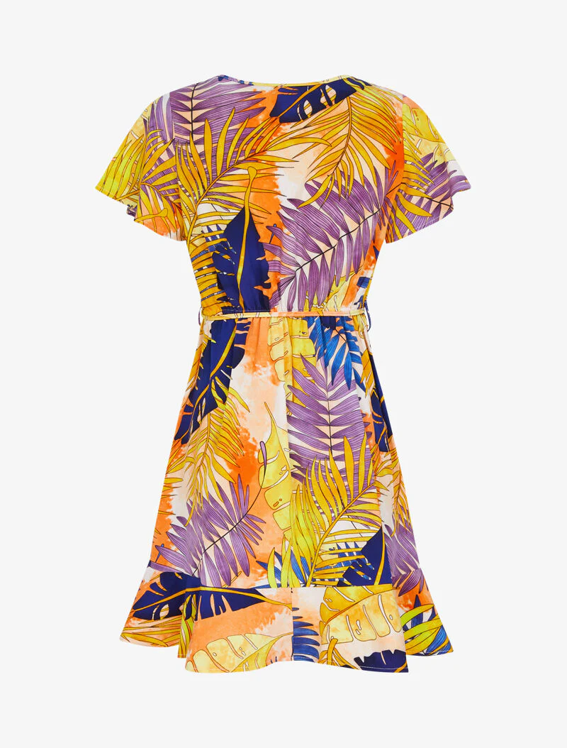Jurk in wikkelstijl met zomerse print - oranje - Image 3