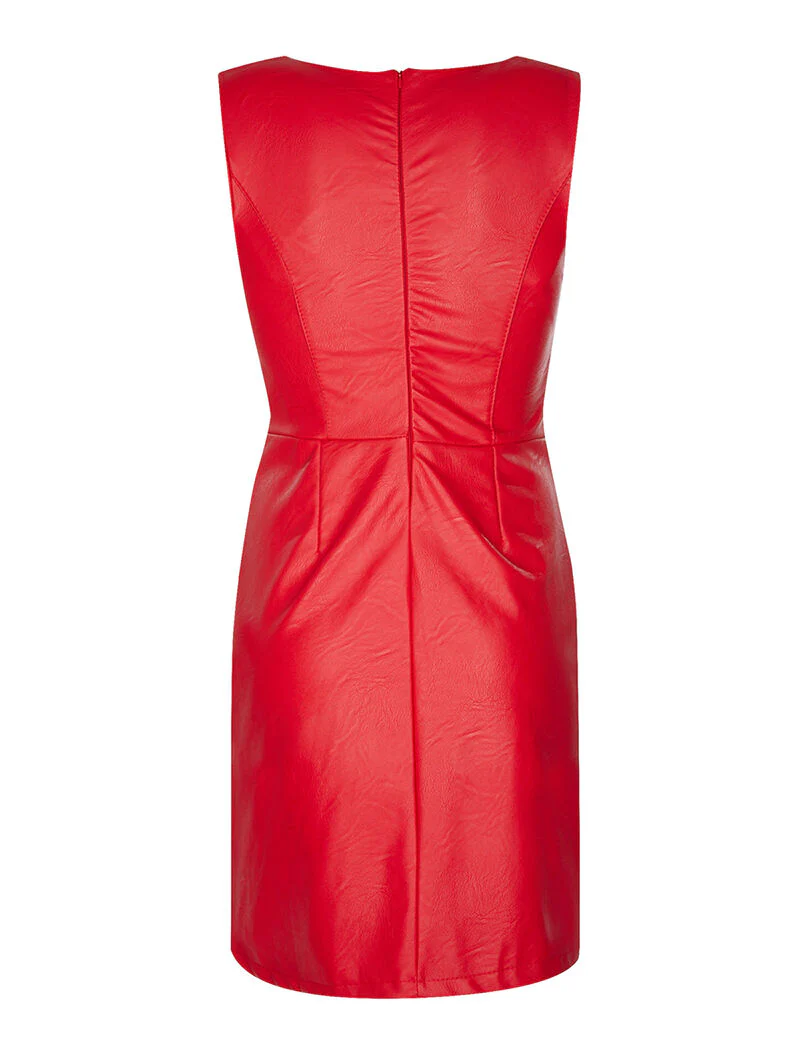 Jurk met ritsen in imitatieleer - rood - Image 2