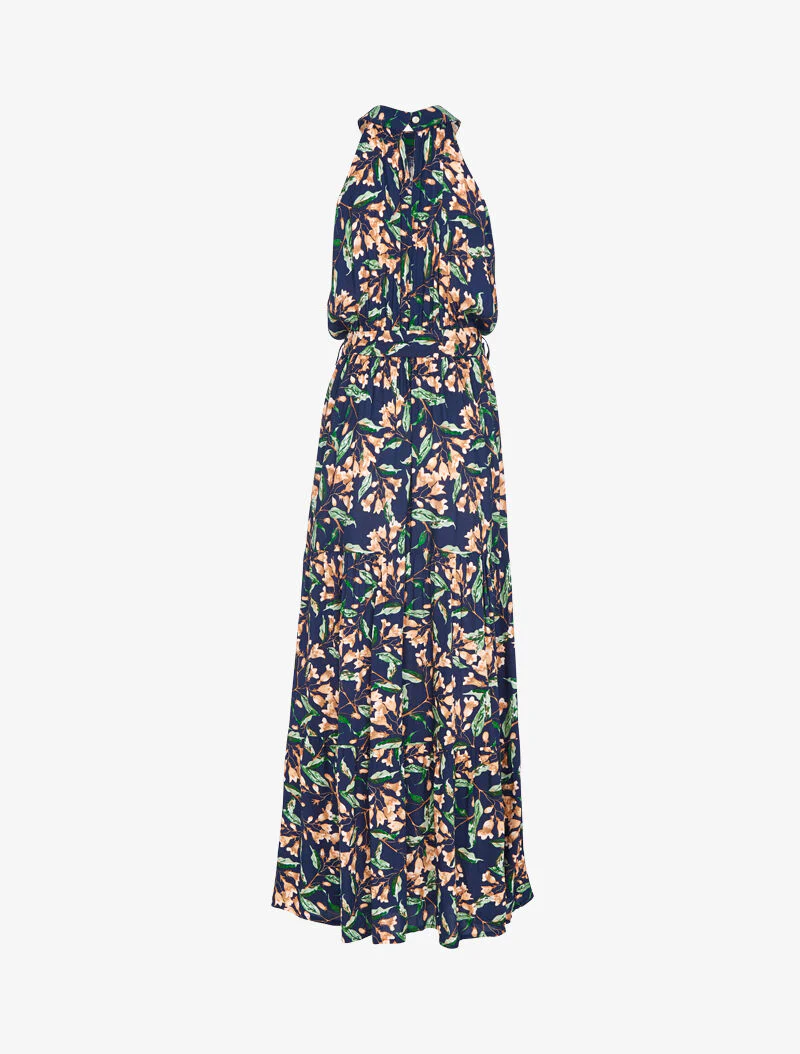 Jurk met Amerikaanse kraag en bloemenprint - marine - Image 2