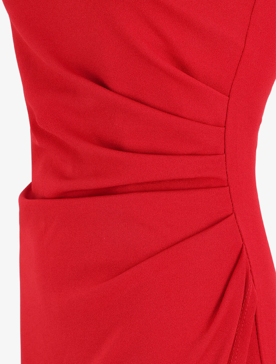 Jurk met asymmetrische schouderbandjes en gedrapeerd effect - rood - Image 4