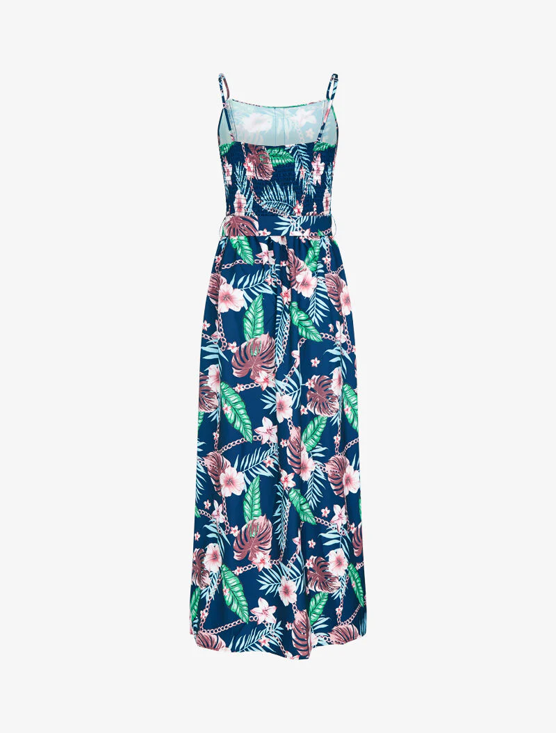 Jurk met bloemenprint en kettingen - marine - Image 2