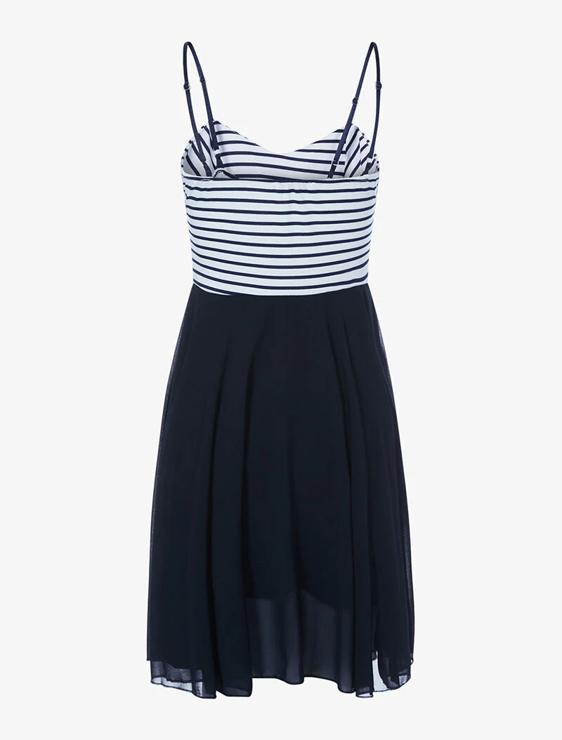 Jurk met buste geïnspireerd door matrozen - marineblauw - Image 2