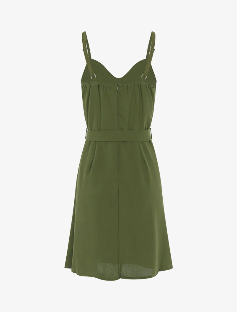 Jurk met decoratieve knoopsluiting - kaki - Image 2