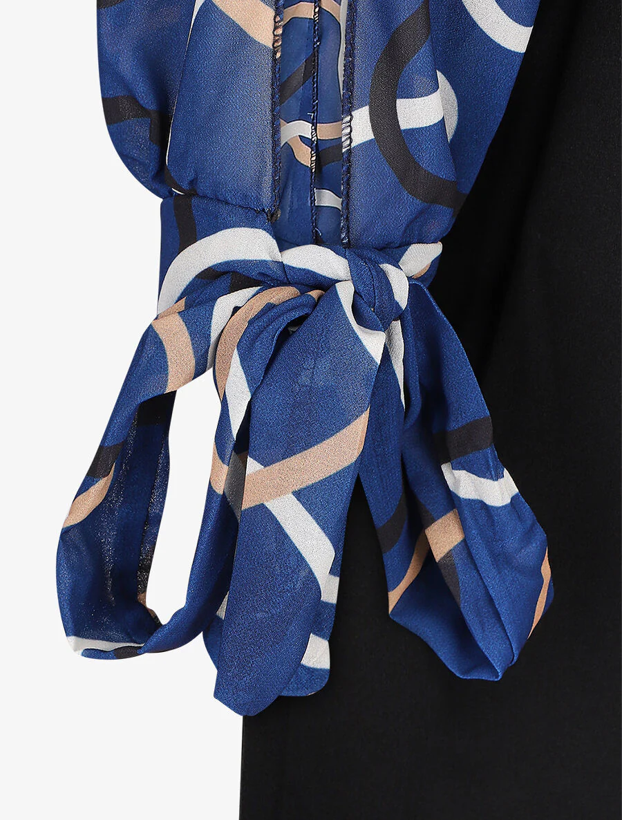 Jurk met een gedrukte ringen boezem - Blauw - Image 3