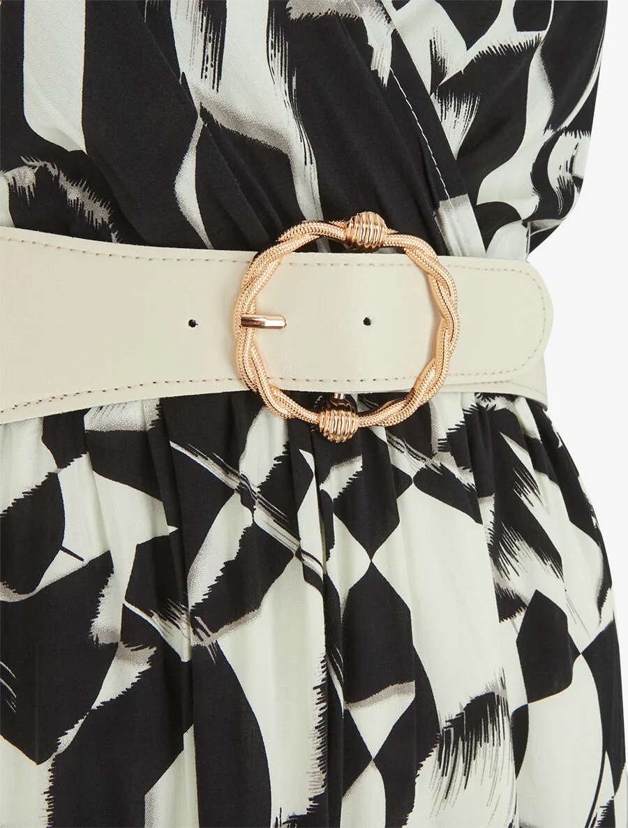 Jurk met grafische print en dunne schouderbandjes - Zwart - Image 3