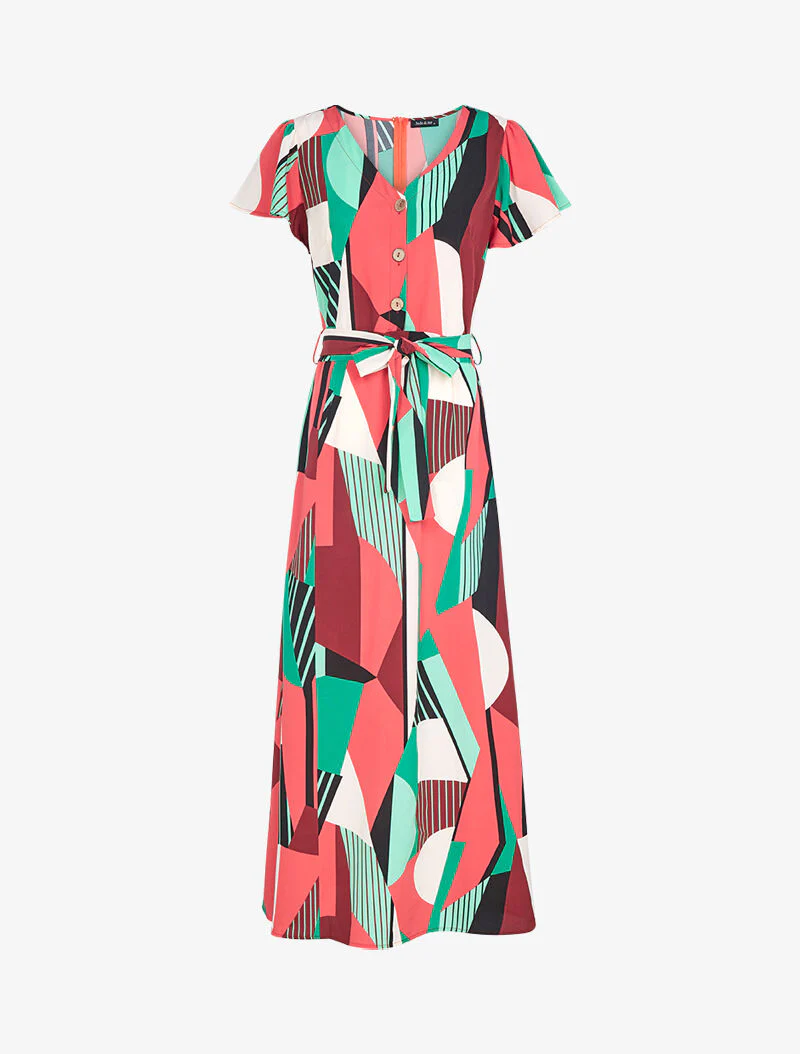 Jurk met grafische prints - rood