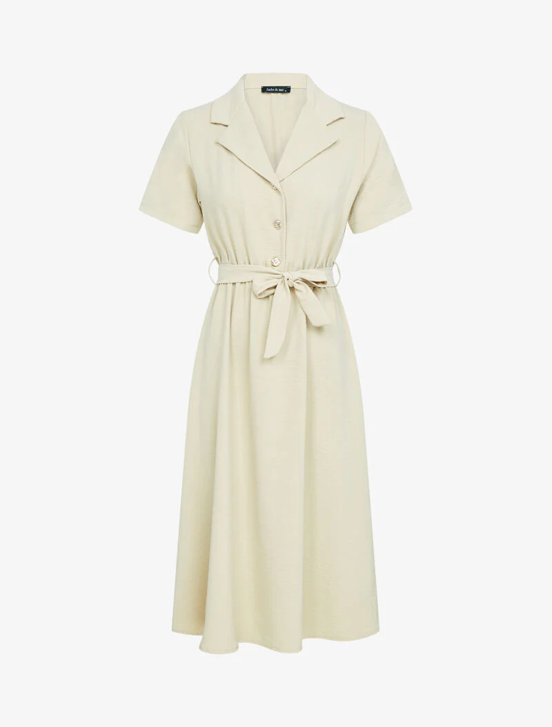 Jurk met knoopsluiting bij de buste - beige