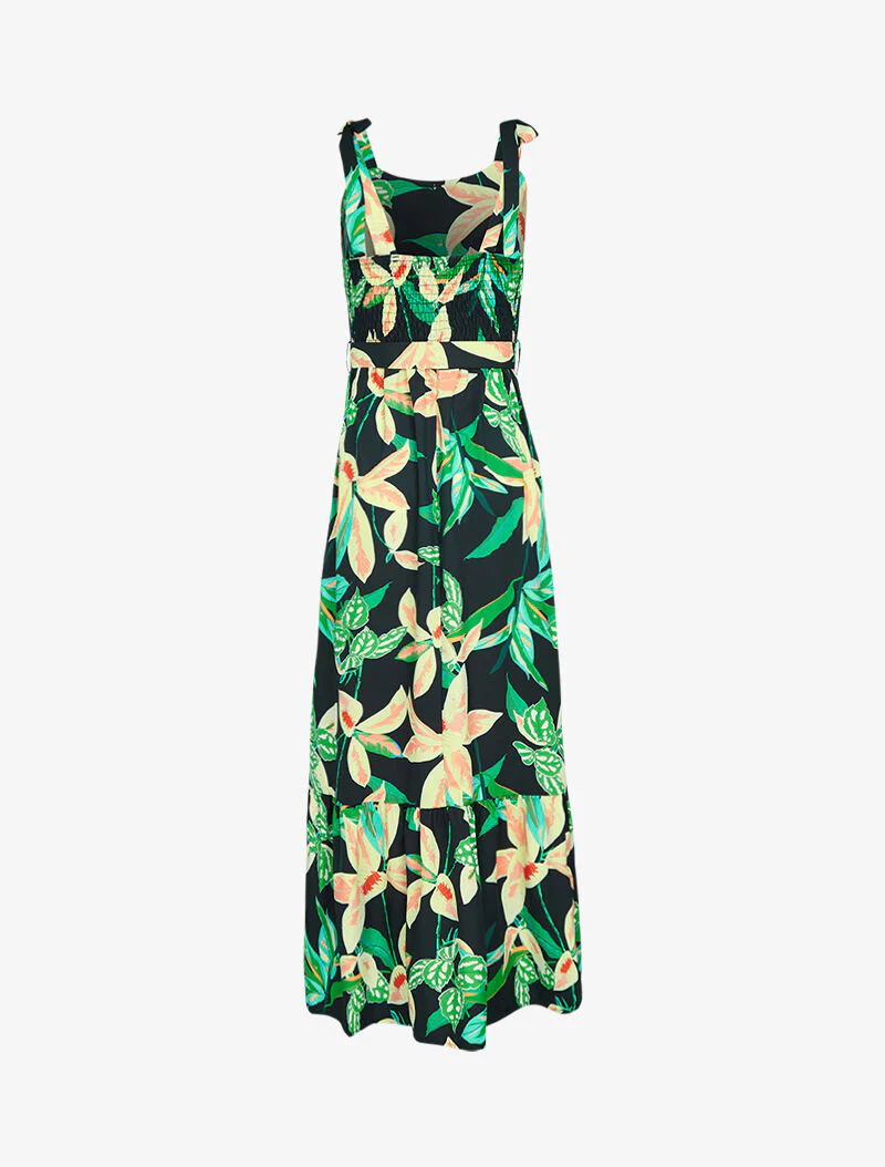 Jurk met prints en knoopsluiting op de buste - zwart - Image 2