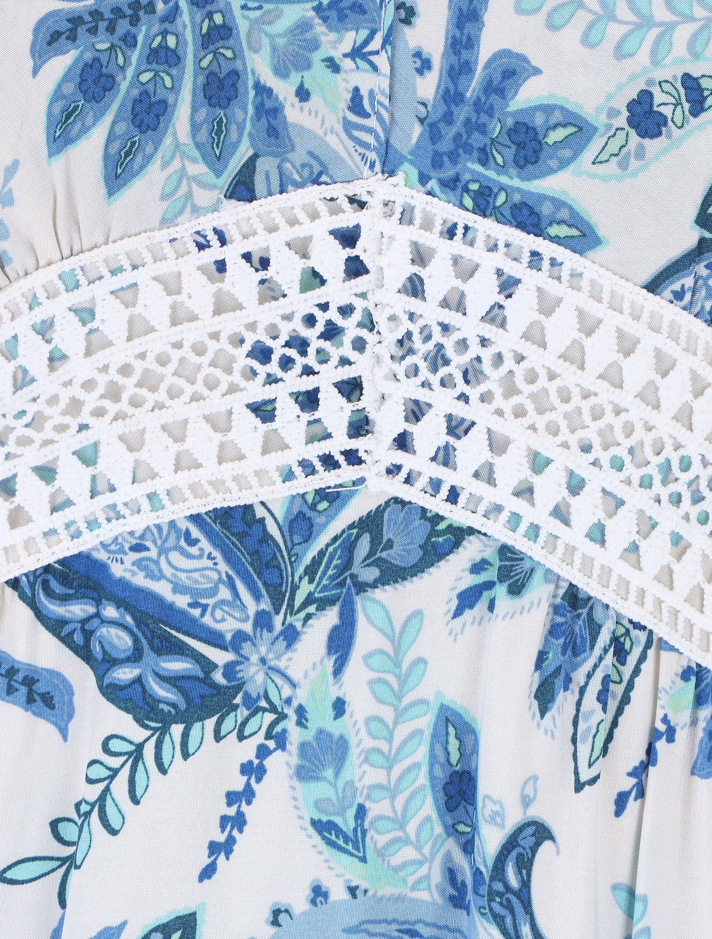 Jurk met sjaalprint met ruches aan de onderkant - blauw - Image 3