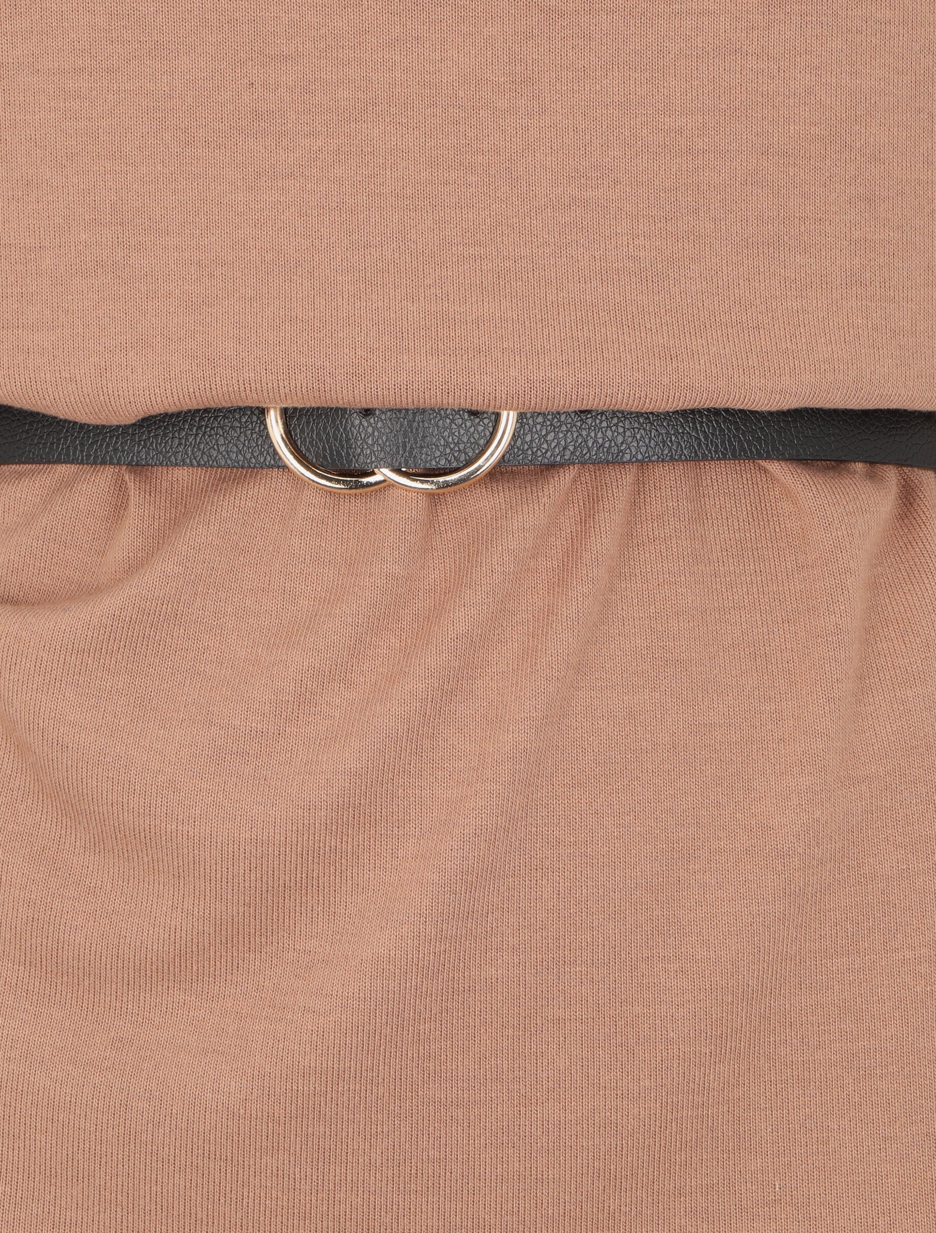 Jurk met watervalhals en dolmanmouwen - Camel - Image 3