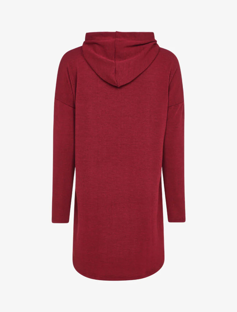 Sweaterjurk met capuchon - Bordeaux - Image 2