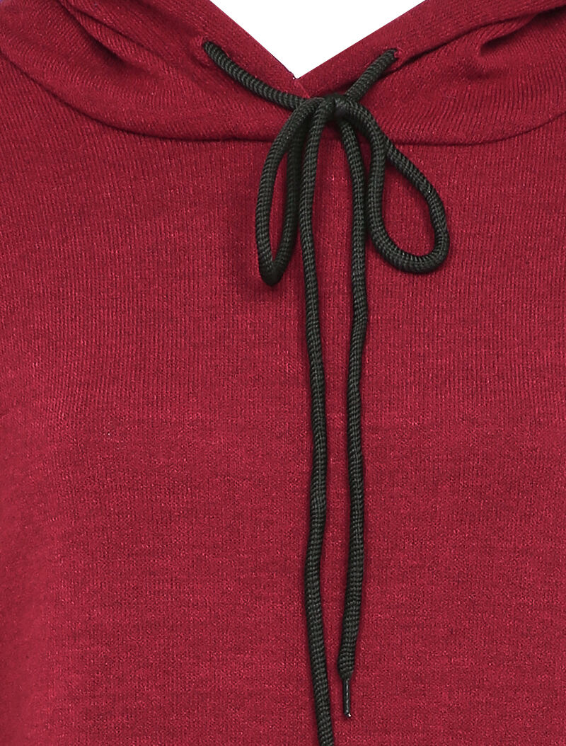 Sweaterjurk met capuchon - Bordeaux - Image 3