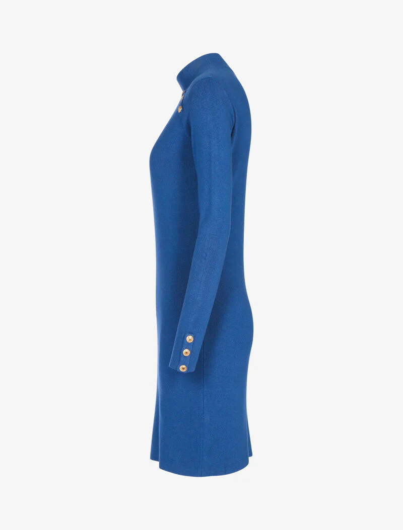 Trui jurk met contrasterende knopen - kar blauw - Image 3
