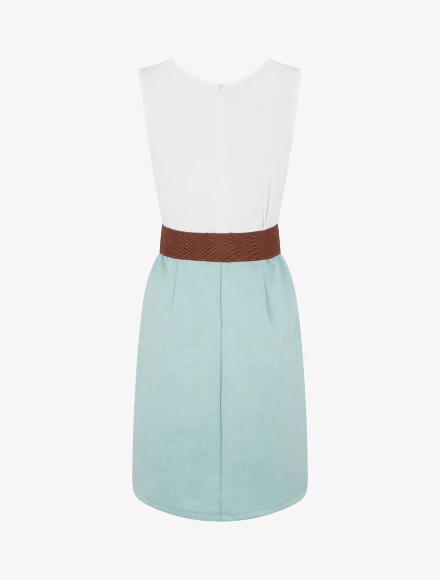 Jurk van twee materialen met rits. - Watergroen - Image 2