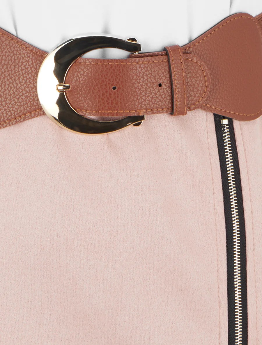 Jurk van twee materialen met rits. - Roos - Image 3