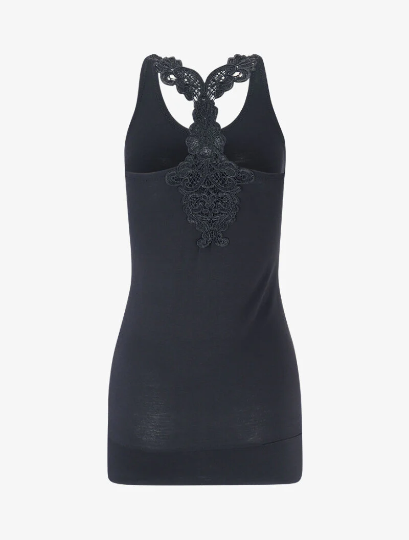 Kanten racerback tanktop - zwart - Image 2