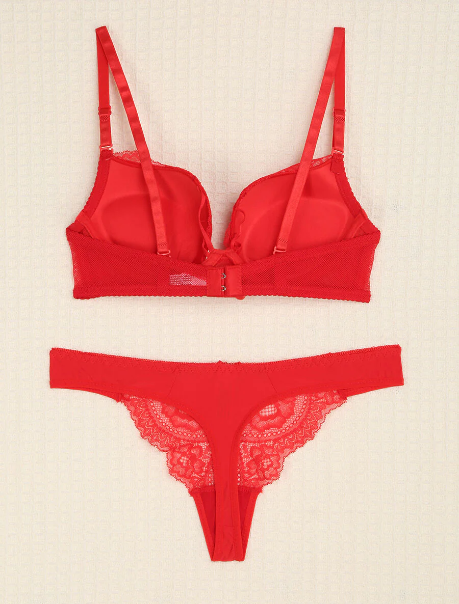 Kant- en tule set met bandjes - Rood - Image 2