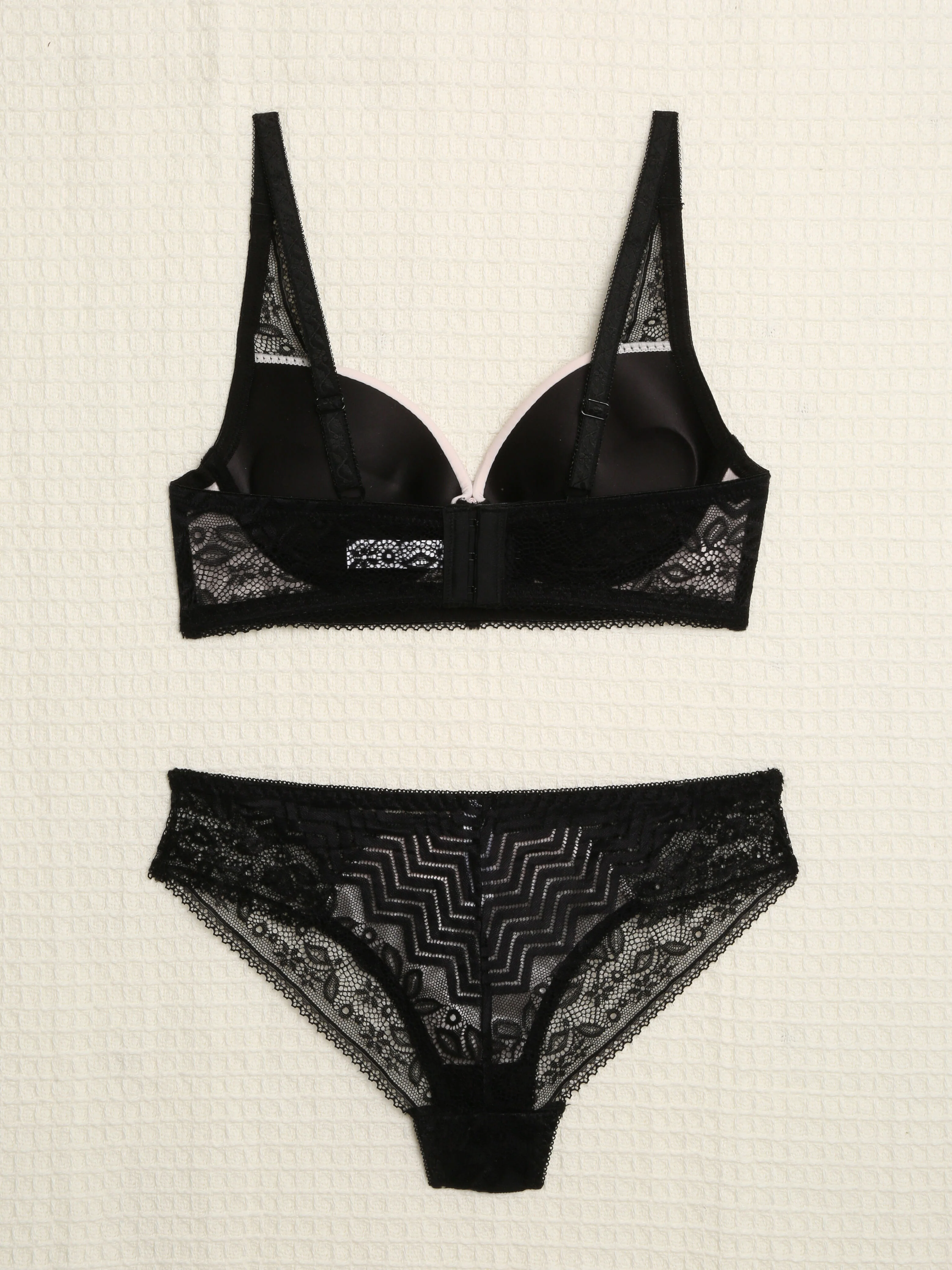 Kant en zigzag set - Zwart/roze - Image 2