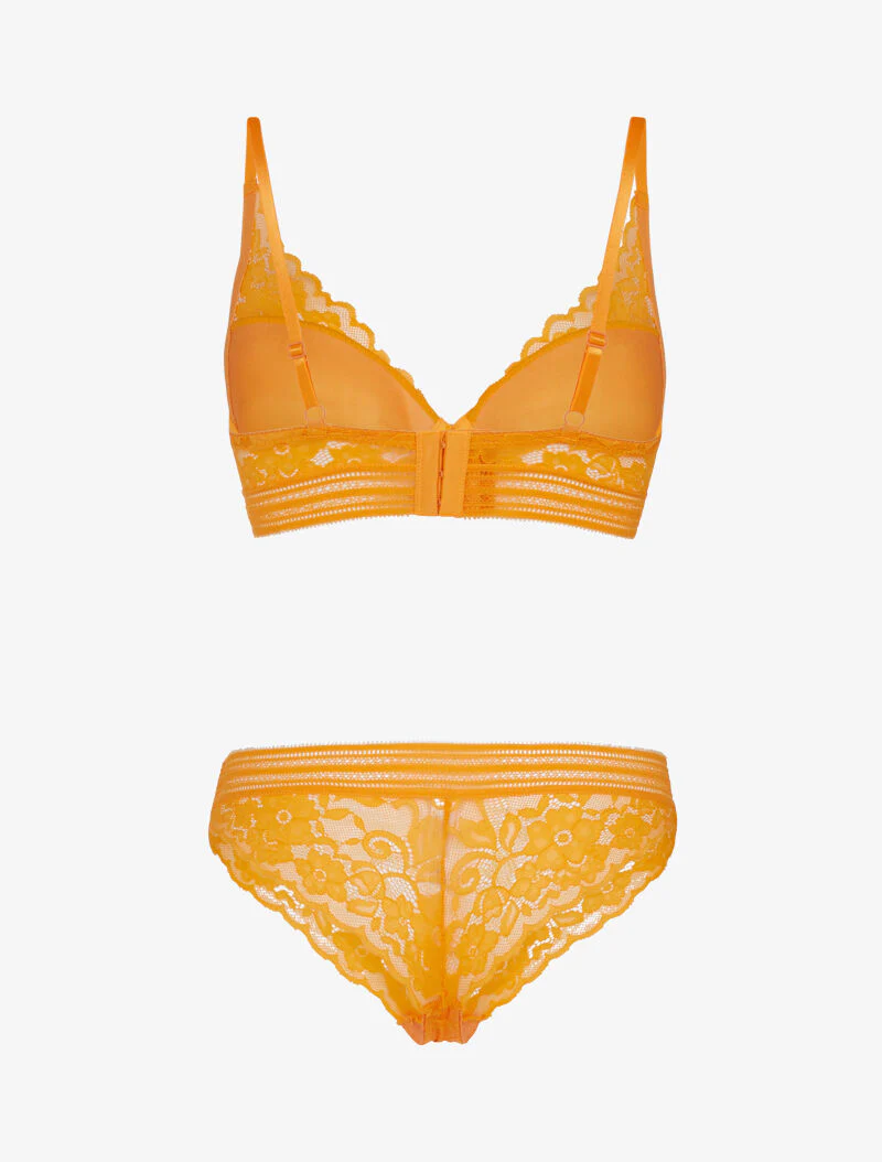 Kanten bustier set met bandjes - oranje - Image 2