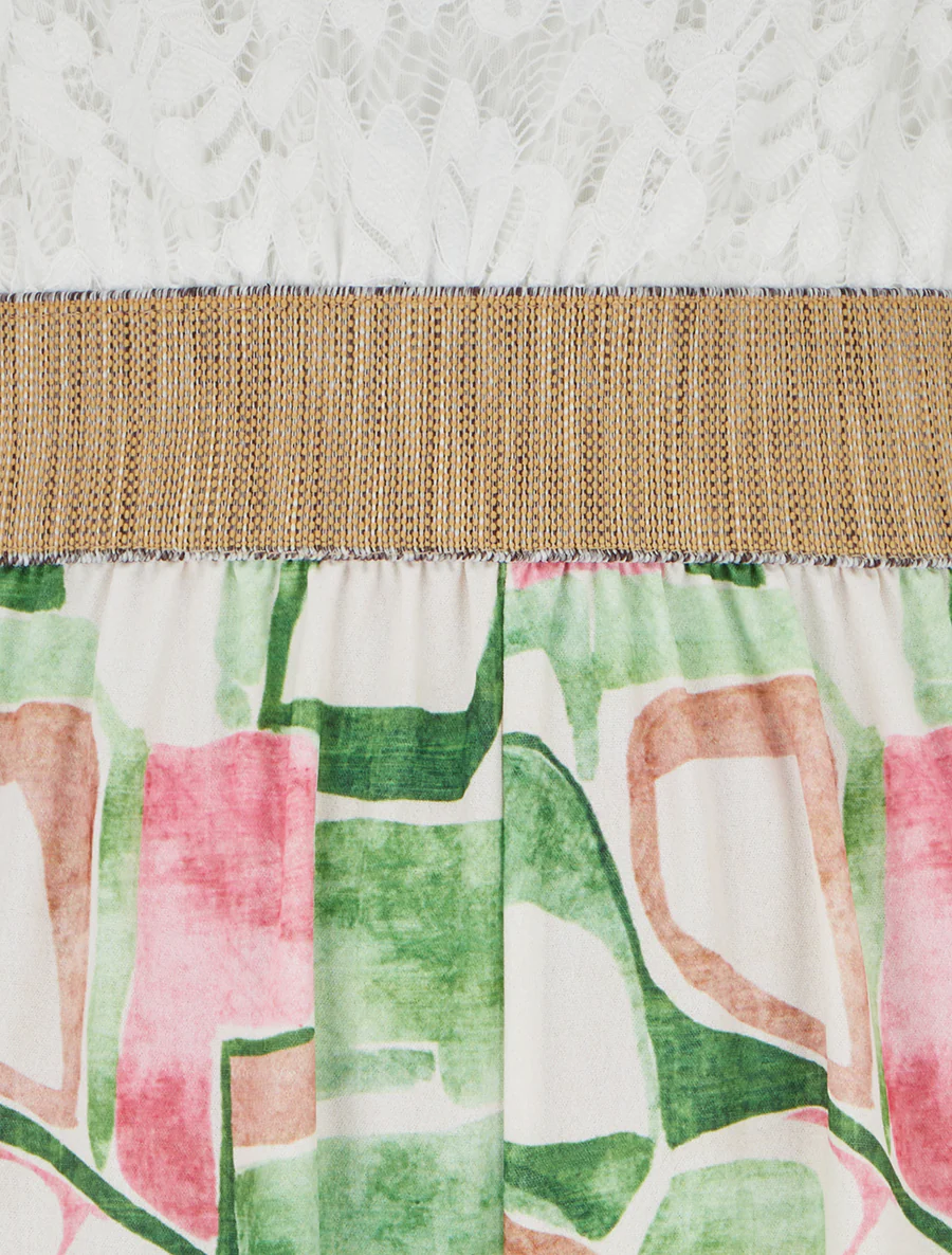 Kanten combinatie met fantasieprint - Groen - Image 3