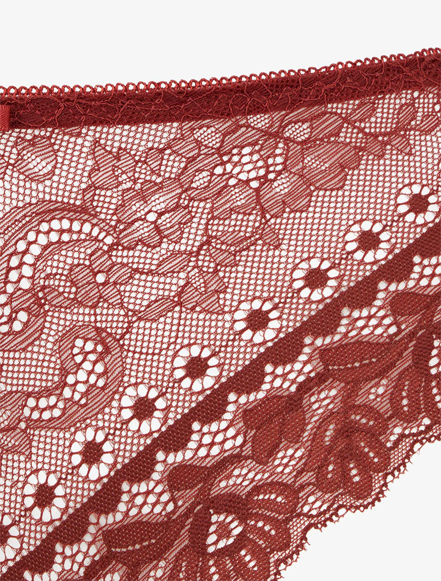 Kanten lingerieset met bandjes - Terracotta - Image 4