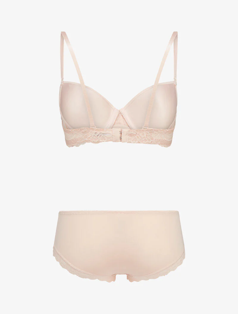 Kantensets met opengewerkte shorty - nude - Image 2