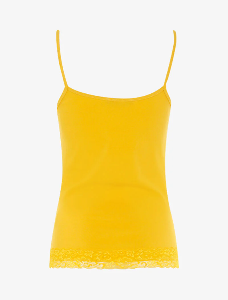 Mouwloos shirt met kanten inzetstuk - geel - Image 2