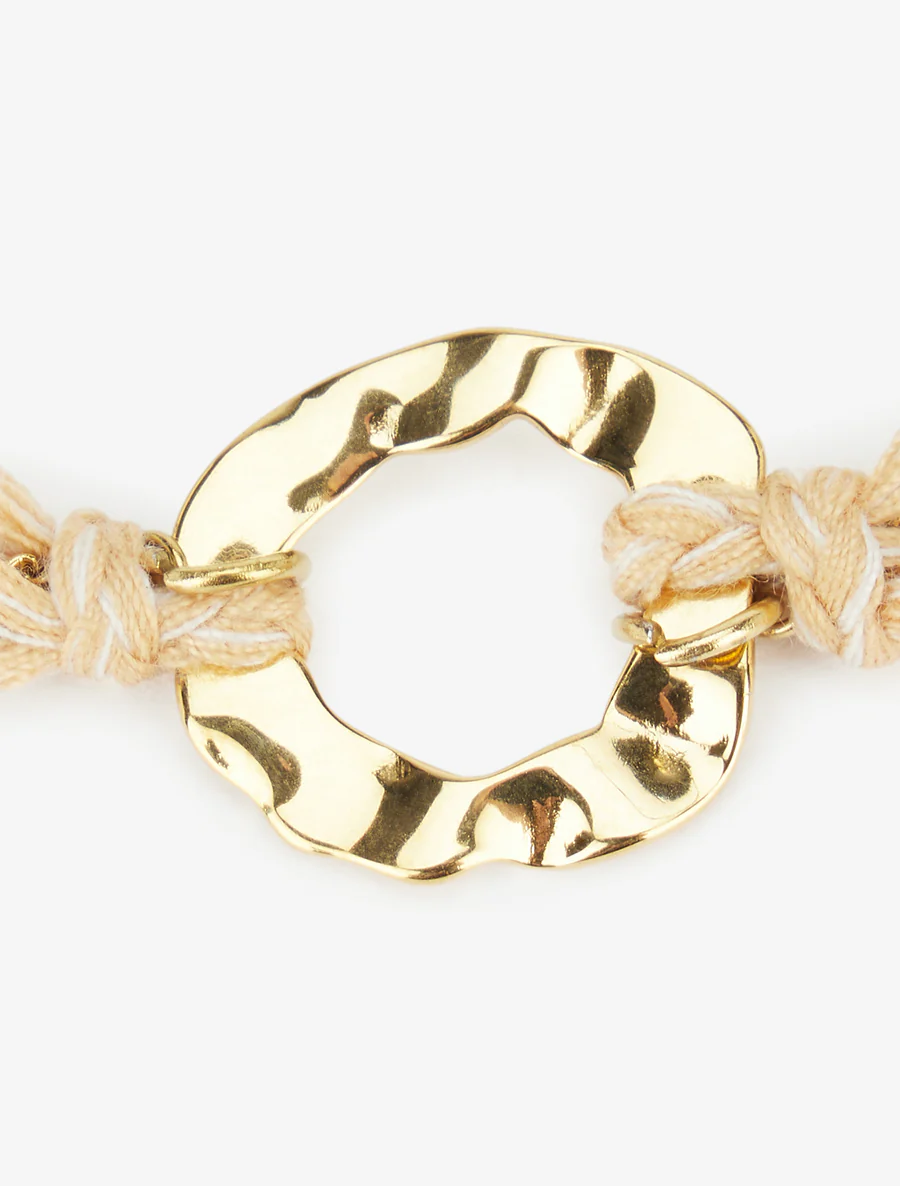 Ketting- en gevlochten draadarmband - Goud/mol - Image 3