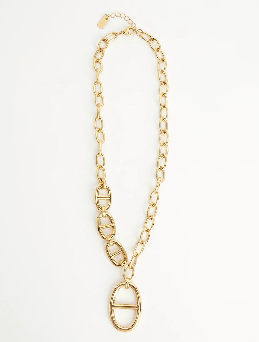Ketting met gestileerde hanger in schakelpatroon - Goud - Image 2