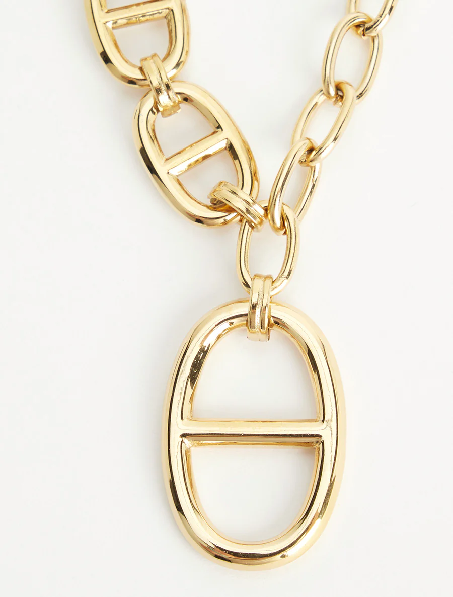 Ketting met gestileerde hanger in schakelpatroon - Goud - Image 3