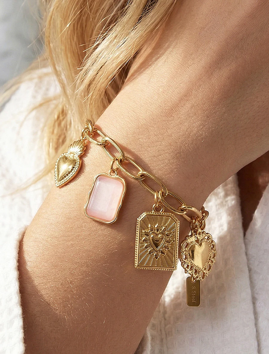 Kettingarmband met bedels - Roos