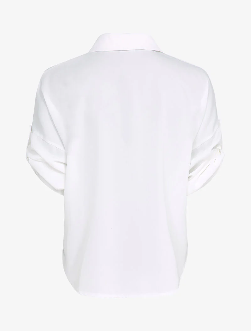 Kimono-stijl overhemd met oprolbare mouwen - Wit - Image 2