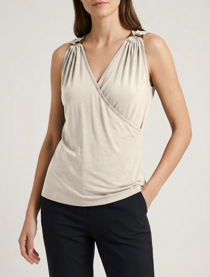 Klassieke cache-coeur top - Beige - Image 4