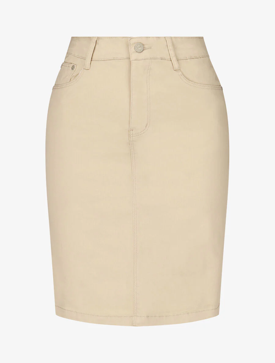 Klassieke effen rechte rok - Beige