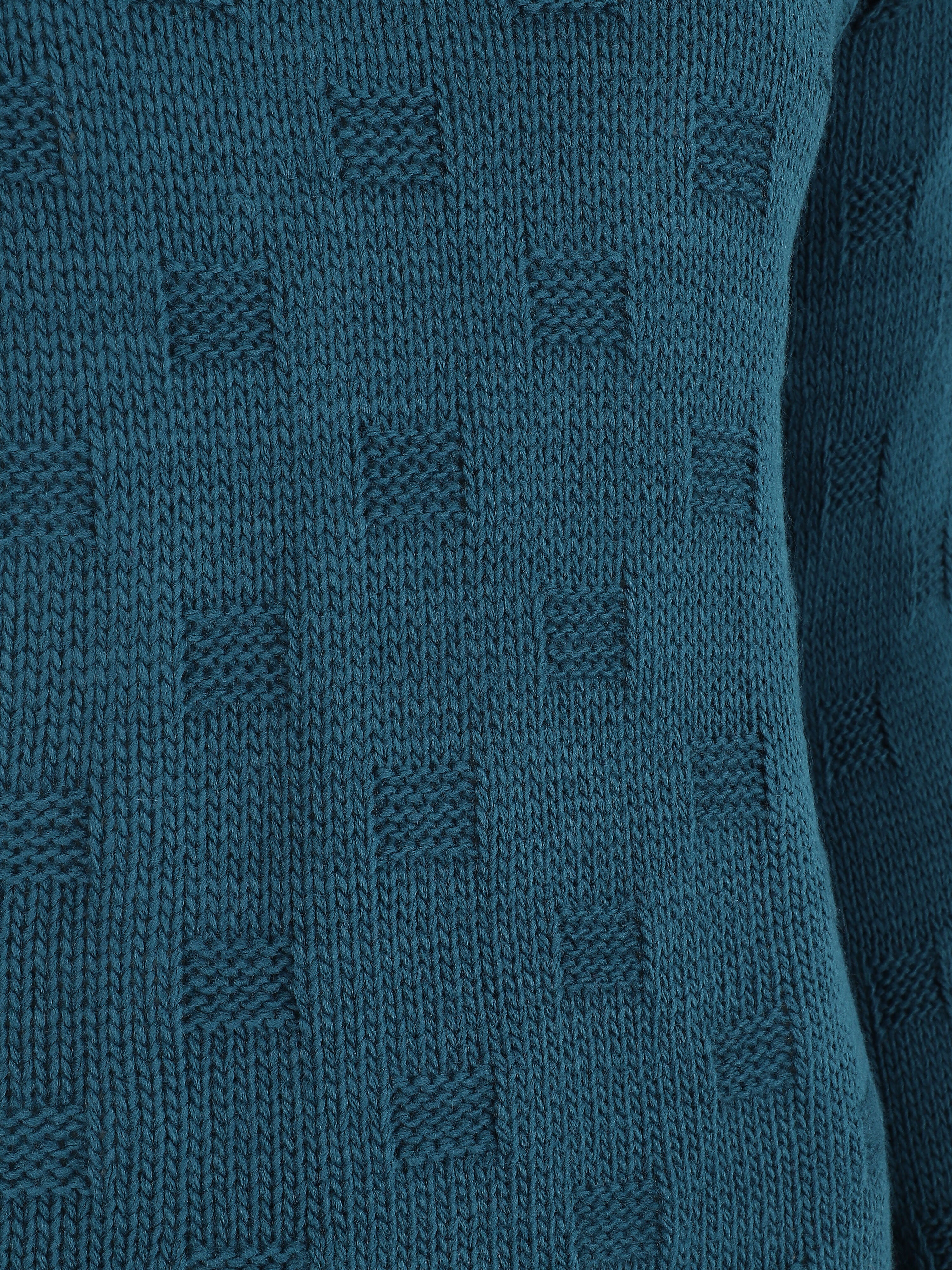 Klassieke pull met ruitpatroon effect - Blauwgroen - Image 3