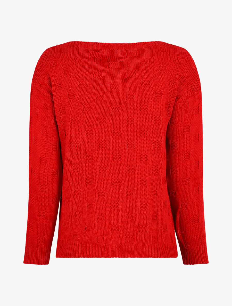 Klassieke pull met ruitpatroon effect - Rood - Image 2