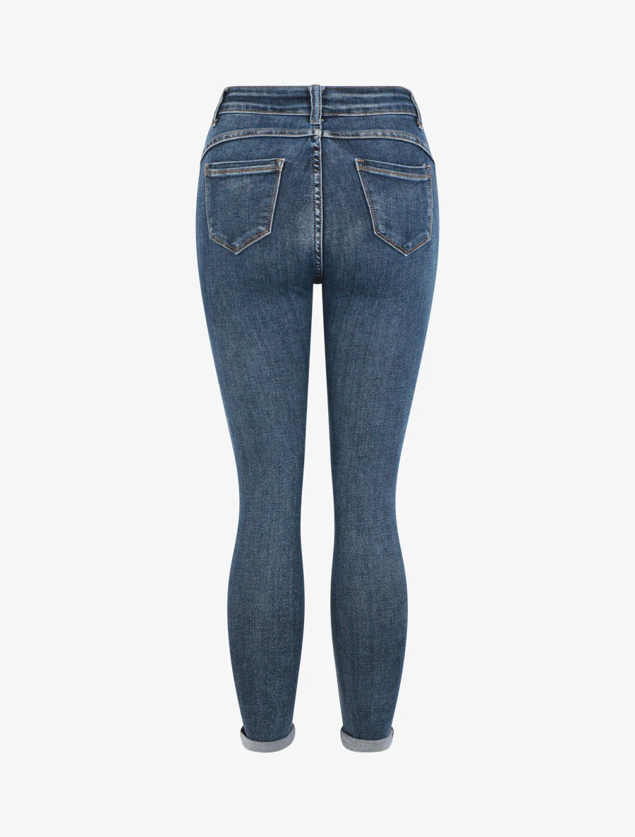 Klassieke skinny jeans met omgeslagen pijpen - blauw - Image 2