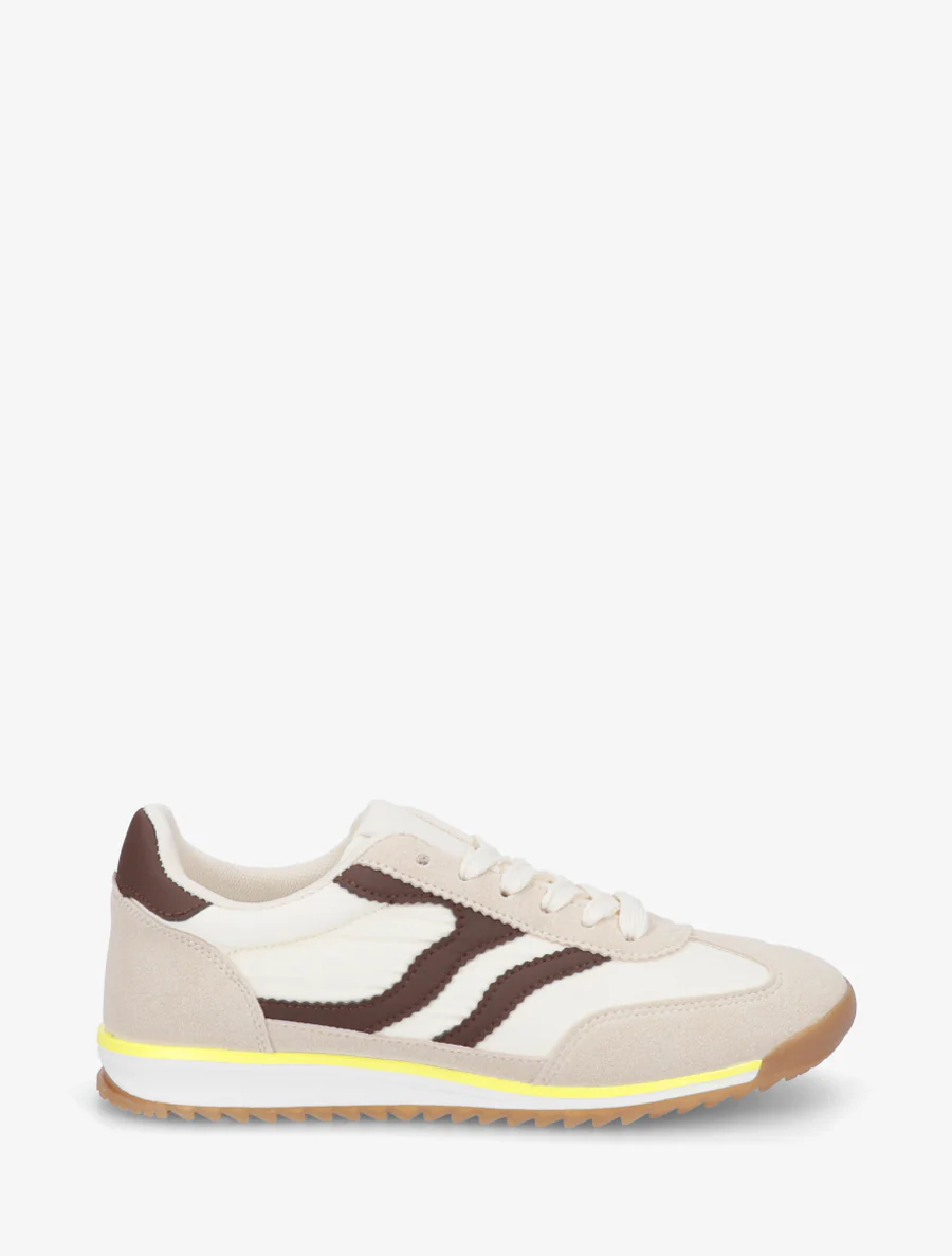 Klassieke sneakers met gekartelde strepen - Beige