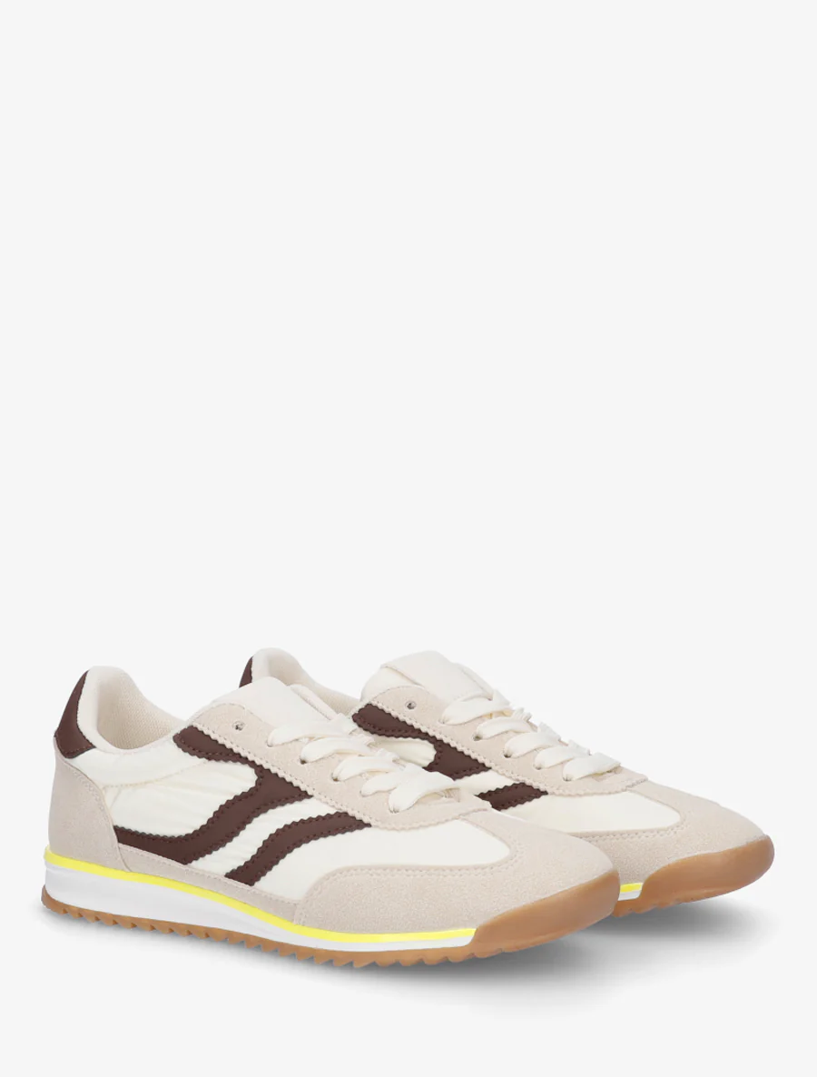 Klassieke sneakers met gekartelde strepen - Beige - Image 4